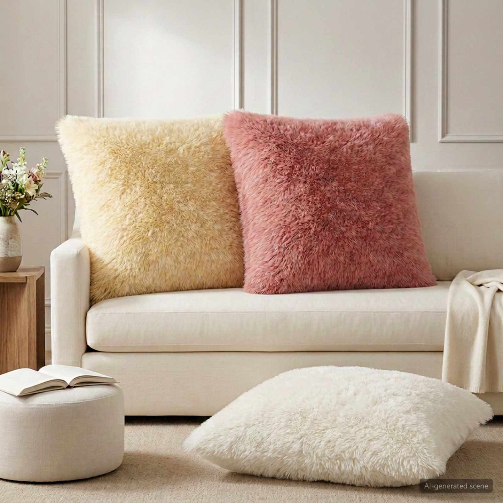 913083_1.jpg vidaXL Poťah na podložku 2 pcs HEERLEN Biela 65 x 65 cm PV fleece – Obrázok 1