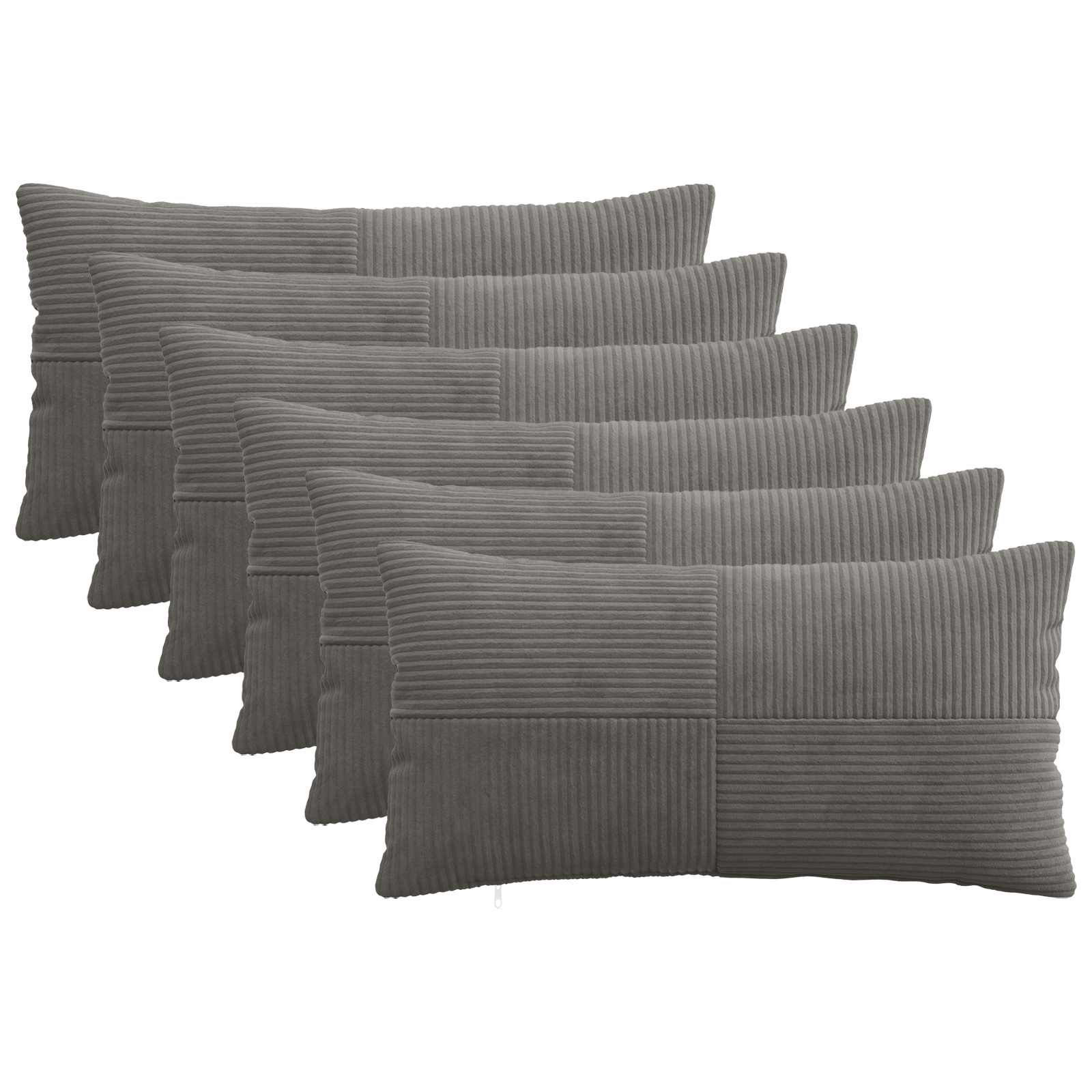 914488_1.jpg vidaXL Poťah na podložku 6 pcs ALMELO Tmavosivá 40 x 70 cm manšestr – Obrázok 1