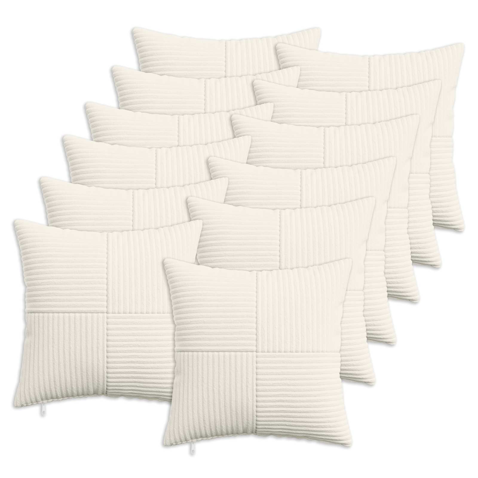 914901_1.jpg vidaXL Poťah na podložku 12 pcs ALMELO Krémová 50 x 50 cm manšestr – Obrázok 1