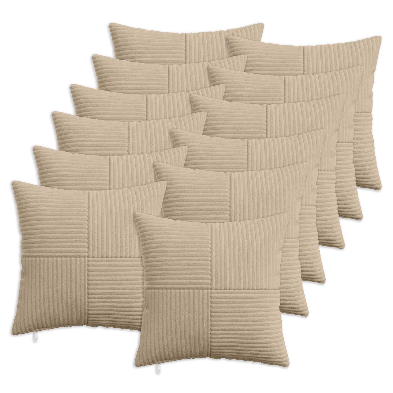 914928_1.jpg vidaXL Poťah na podložku 12 pcs ALMELO Sivohnedá 50 x 50 cm manšestr – Obrázok 1