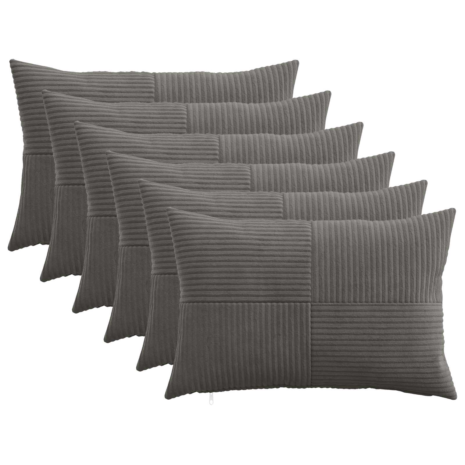 915112_1.jpg vidaXL Poťah na podložku 6 pcs ALMELO Tmavosivá 50 x 75 cm manšestr – Obrázok 1