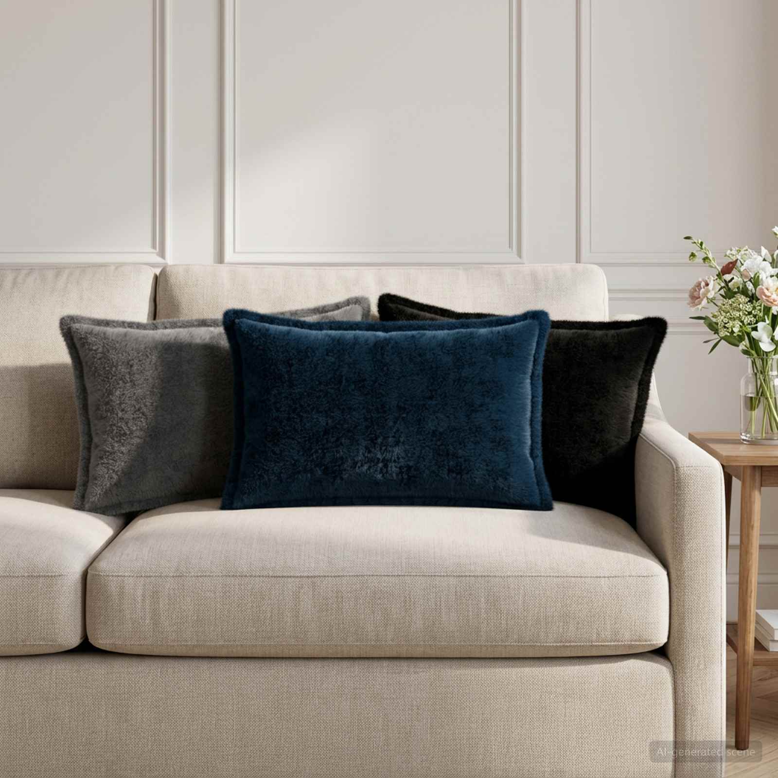 916330_1.jpg vidaXL Poťah na podložku 6 ks HOUTEN Čierna 30 x 50 cm Umelá králičia – Obrázok 1