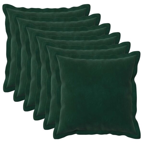 vidaXL Poťah na podložku 6 pcs HOUTEN Tmavozelená 40 x 40 cm Zamat – Obrázok 2