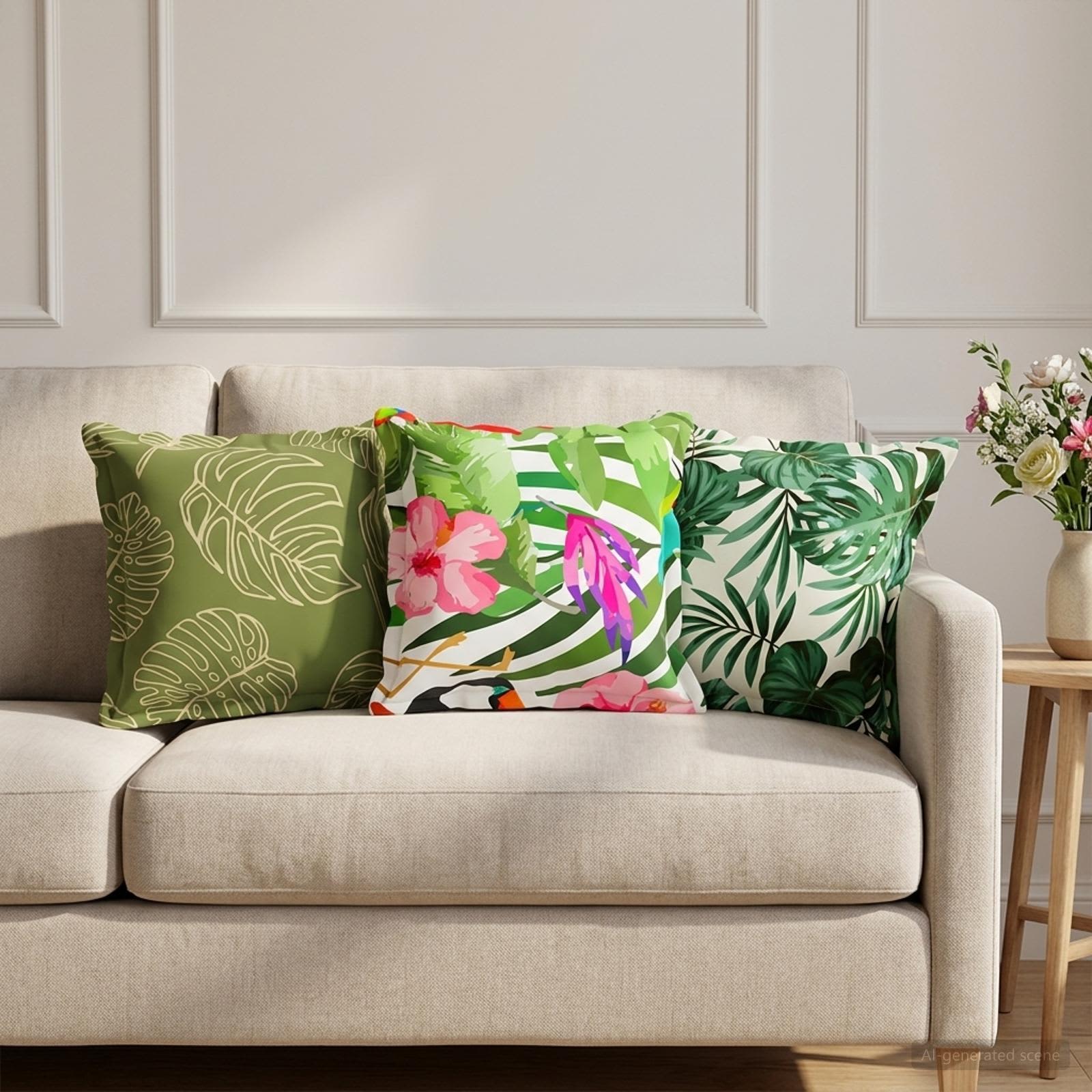 916924_1.jpg vidaXL Poťah na podložku 2 ks HOUTEN Design s listami 40 x 40 cm – Obrázok 1