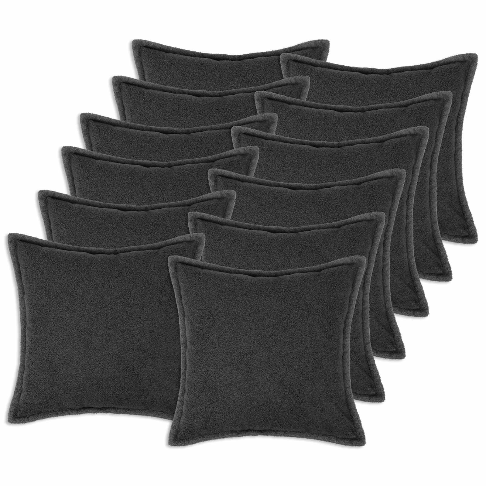 918672_1.jpg vidaXL Poťah na podložku 12 pcs HOUTEN Tmavosivá 45 x 45 cm Bouclé – Obrázok 1
