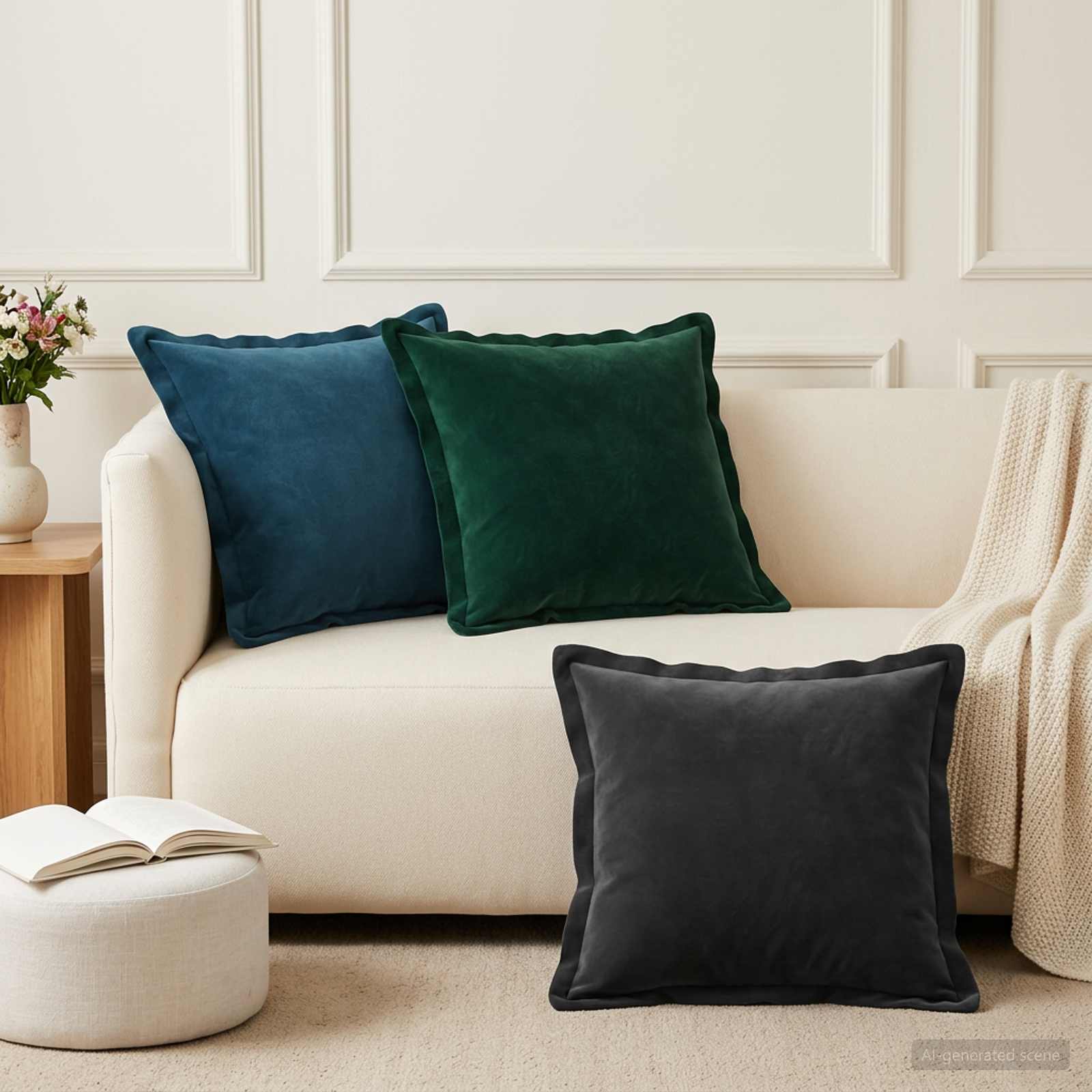 919009_1.jpg vidaXL Poťah na podložku 2 pcs HOUTEN Čierna 50 x 50 cm Zamat – Obrázok 1