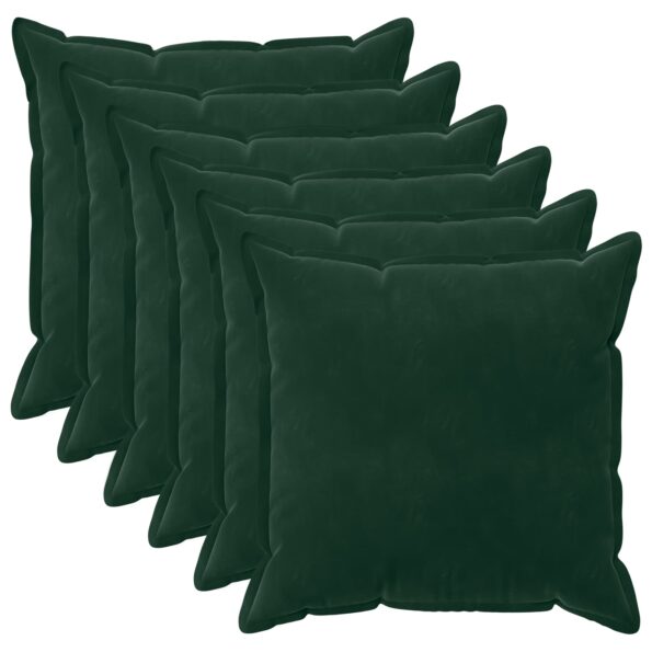 vidaXL Poťah na podložku 6 pcs HOUTEN Tmavozelená 55 x 55 cm Zamat – Obrázok 2