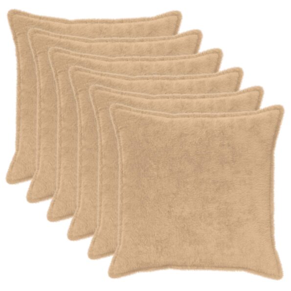vidaXL Poťah na podložku 6 ks HOUTEN Krémová 55 x 55 cm Umelá králičia – Obrázok 2