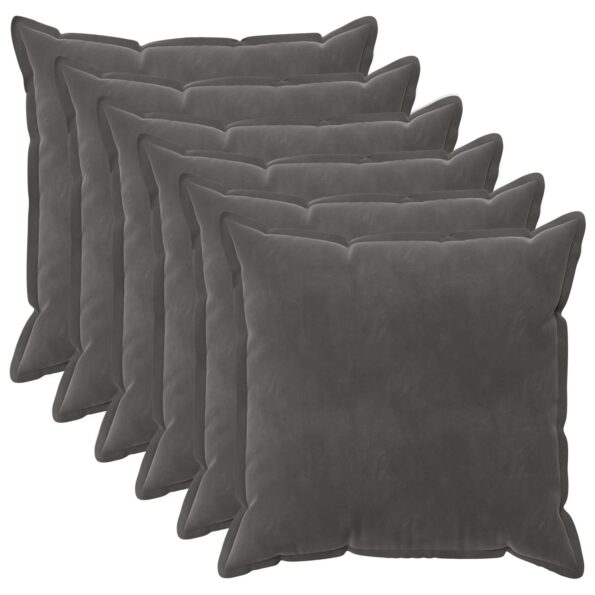 vidaXL Poťah na podložku 6 pcs HOUTEN Tmavosivá 80 x 80 cm Zamat – Obrázok 2