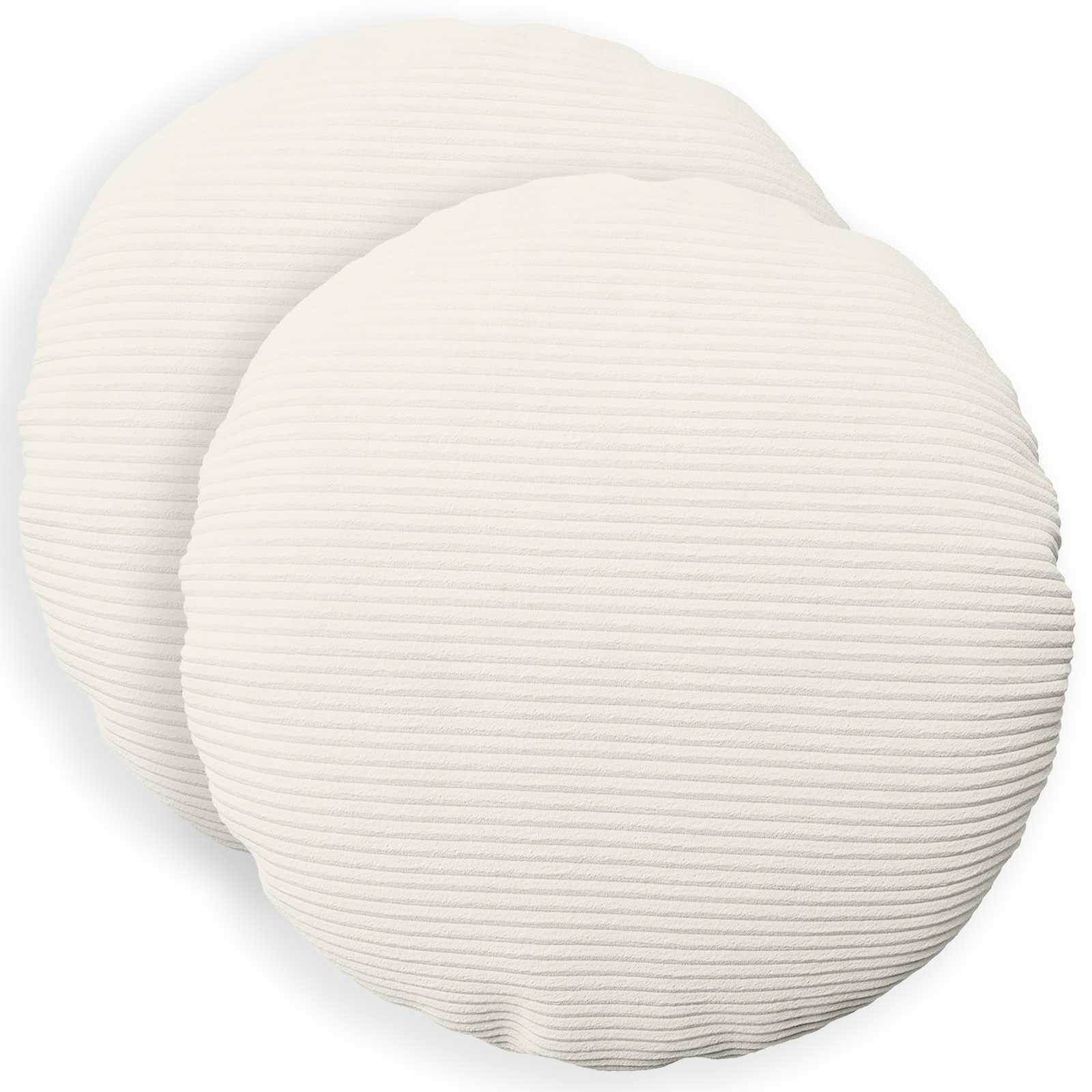 922273_1.jpg vidaXL Poťah na podložku 2 pcs HEERLEN Krémová Ø 40 cm manšestr – Obrázok 1