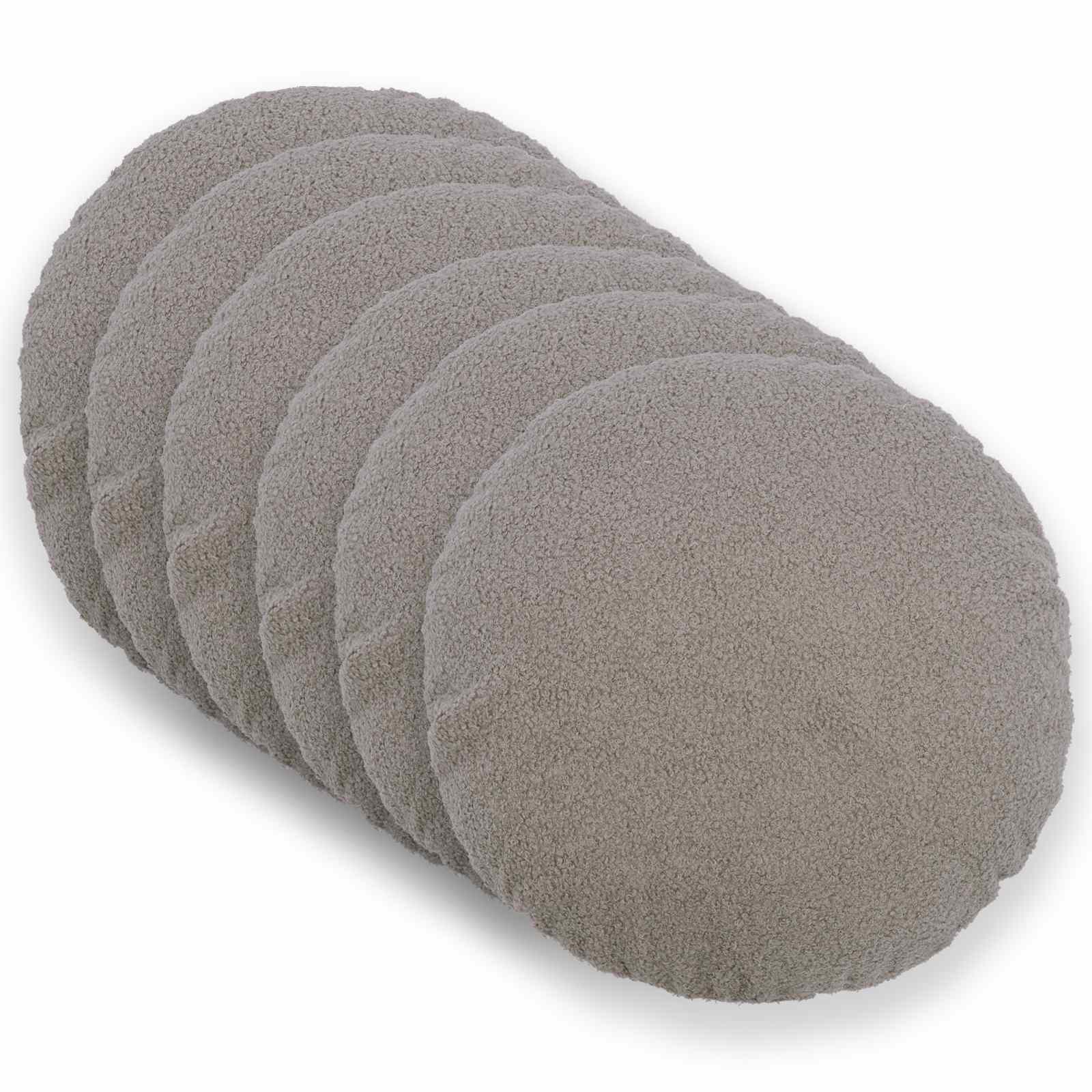 922618_1.jpg vidaXL Poťah na podložku 6 pcs HEERLEN Svetlosivá Ø 50 cm Bouclé – Obrázok 1