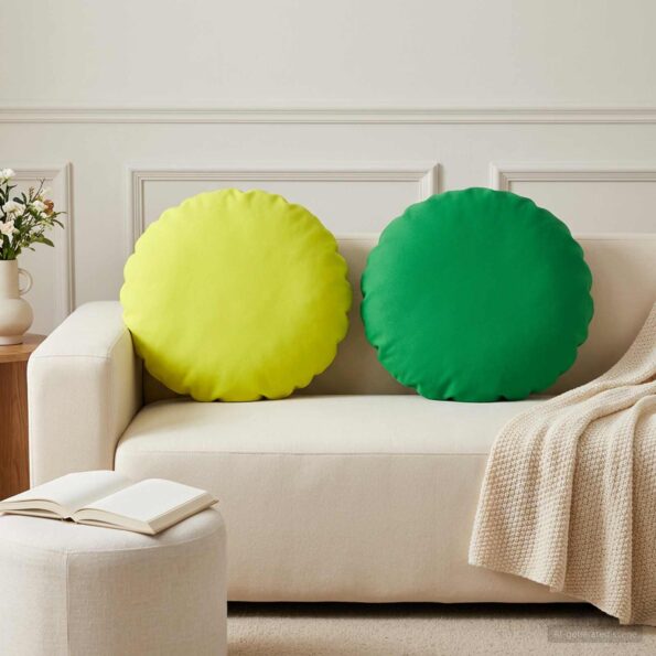 vidaXL Poťah na podložku 2 pcs HEERLEN Zelená Ø 50 cm Polyester – Obrázok 3