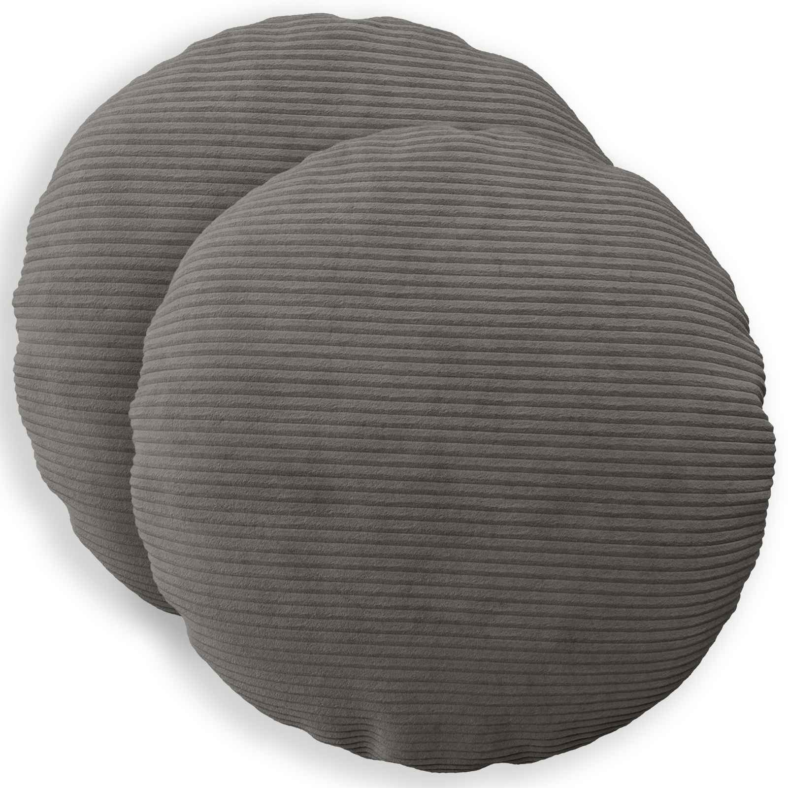 922919_1.jpg vidaXL Poťah na podložku 2 pcs HEERLEN Tmavosivá Ø 60 cm manšestr – Obrázok 1