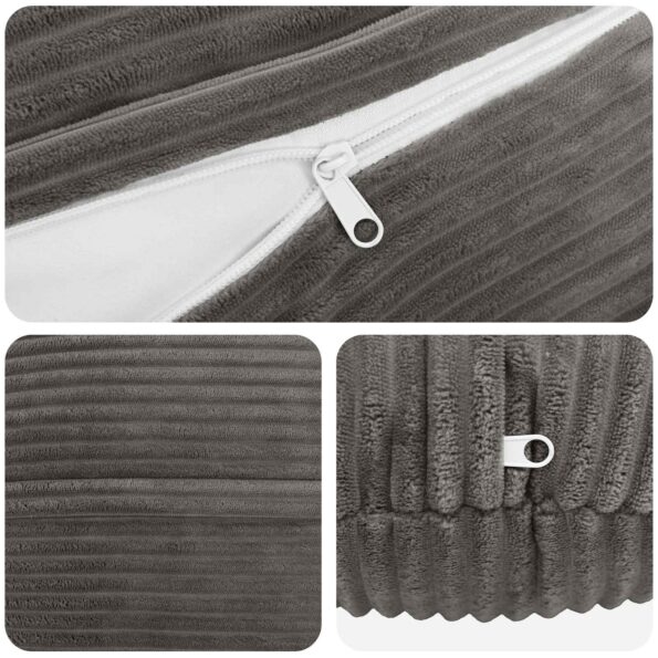 vidaXL Poťah na podložku 2 pcs HEERLEN Tmavosivá Ø 60 cm manšestr – Obrázok 4