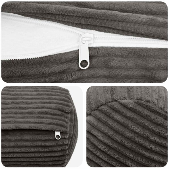vidaXL Poťah na podložku 6 pcs HEERLEN Tmavosivá Ø 15 x 40 cm manšestr – Obrázok 5