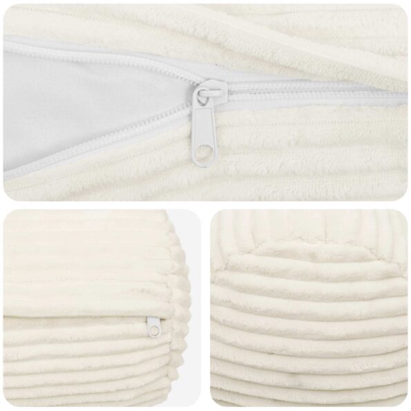 vidaXL Poťah na podložku 2 pcs HEERLEN Krémová Ø 15 x 40 cm manšestr – Obrázok 5