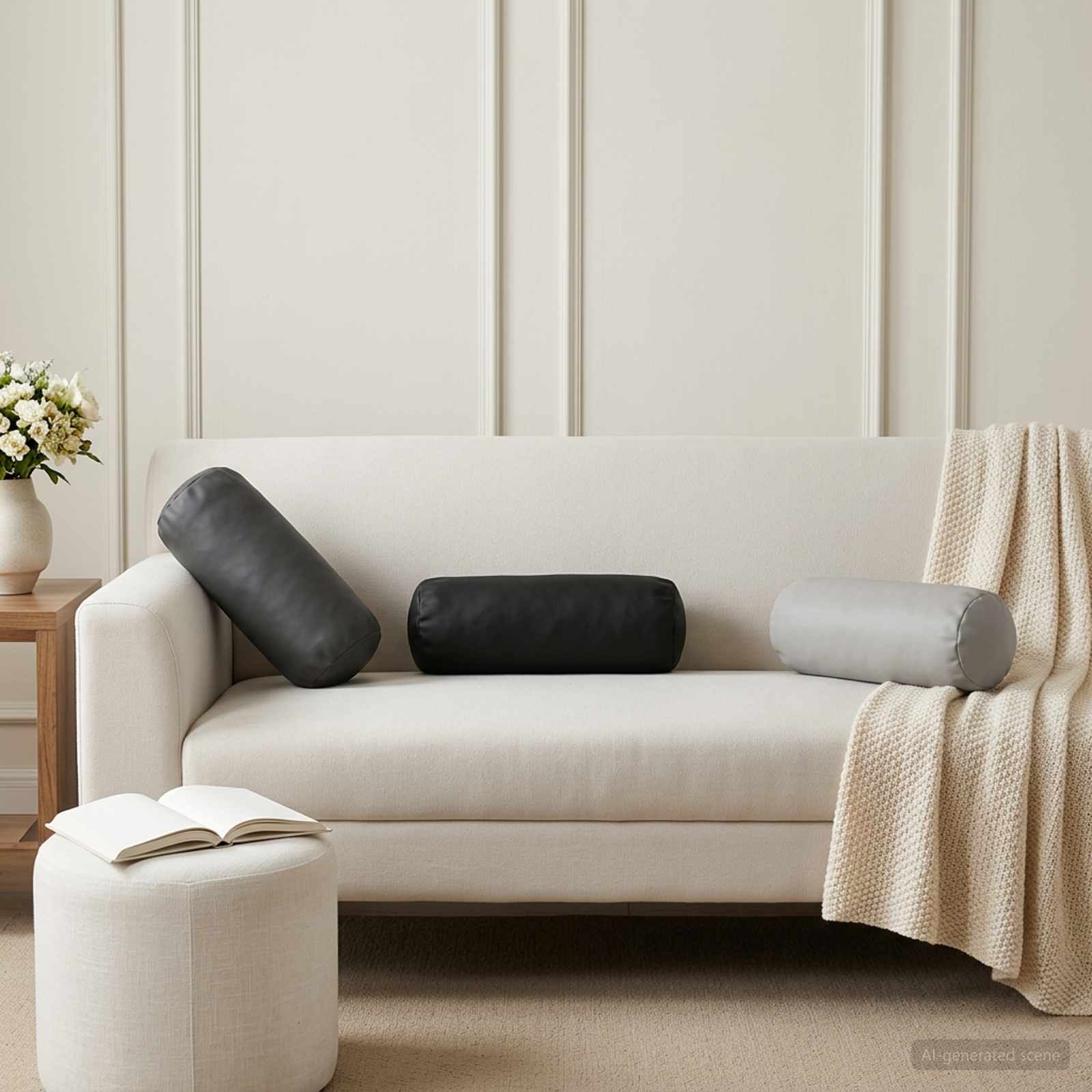 923317_1.jpg vidaXL Poťah na podložku 2 pcs HEERLEN Čierna Ø 15 x 40 cm Polyester – Obrázok 1