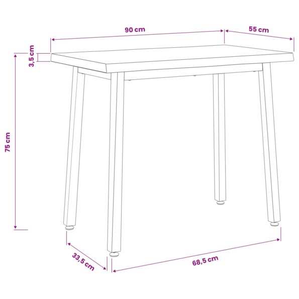 vidaXL 90 x 55 x 75 cm Pevné akáciové drevo Prírodná a kávová – Obrázok 11