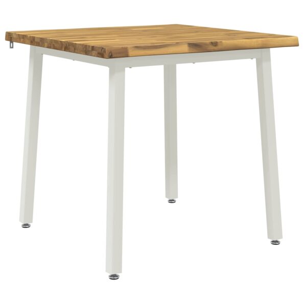 vidaXL 80 x 80 x 75 cm Pevné akáciové drevo Biela Štvorcový – Obrázok 2