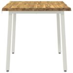vidaXL 80 x 80 x 75 cm Pevné akáciové drevo Biela Štvorcový – Obrázok 3