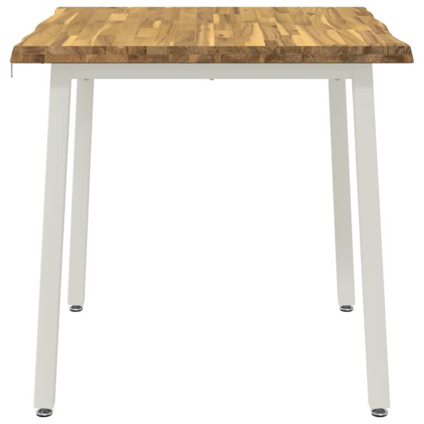 vidaXL 80 x 80 x 75 cm Pevné akáciové drevo Biela Štvorcový – Obrázok 3