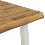 vidaXL 80 x 80 x 75 cm Pevné akáciové drevo Biela Štvorcový – Obrázok 5