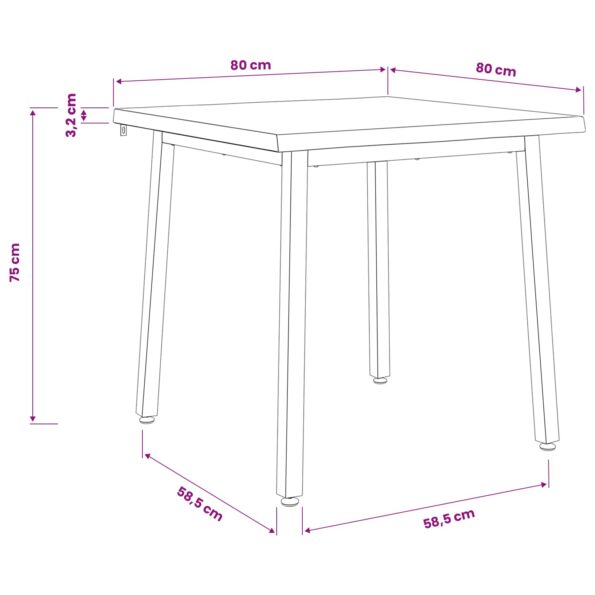 vidaXL 80 x 80 x 75 cm Pevné akáciové drevo Biela Štvorcový – Obrázok 9