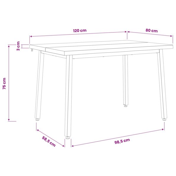 vidaXL 120 x 80 x 75 cm Pevné akáciové drevo Tmavohnedá a čierna – Obrázok 11