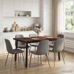 vidaXL 120 x 80 x 75 cm Pevné akáciové drevo Tmavohnedá a čierna – Obrázok 3