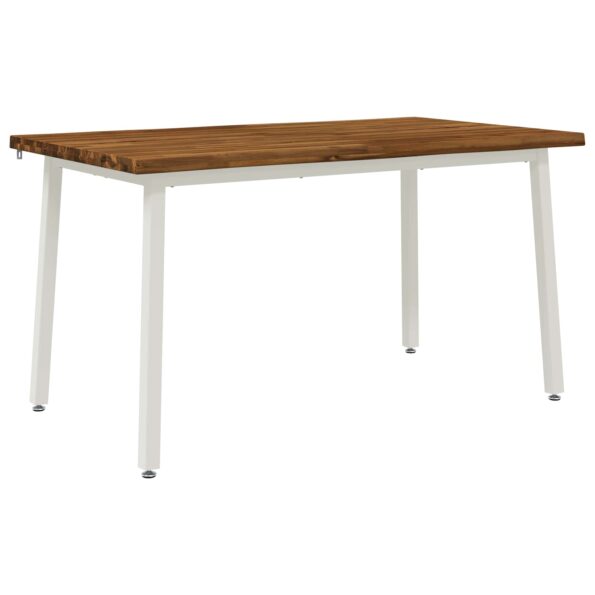 vidaXL 140 x 80 x 75 cm Pevné akáciové drevo Prírodná a biela – Obrázok 2