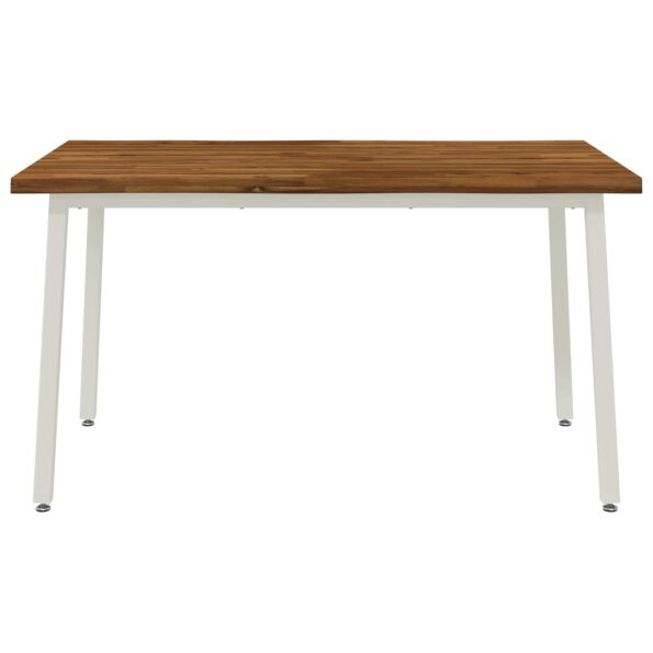 vidaXL 140 x 80 x 75 cm Pevné akáciové drevo Prírodná a biela – Obrázok 4