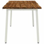 vidaXL 140 x 80 x 75 cm Pevné akáciové drevo Prírodná a biela – Obrázok 5