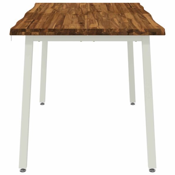 vidaXL 140 x 80 x 75 cm Pevné akáciové drevo Prírodná a biela – Obrázok 5