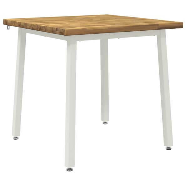 vidaXL 70 x 70 x 75 cm Pevné akáciové drevo Biela Štvorcový – Obrázok 2