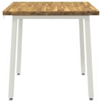vidaXL 70 x 70 x 75 cm Pevné akáciové drevo Biela Štvorcový – Obrázok 3