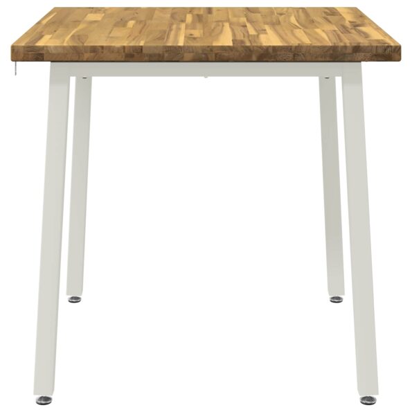 vidaXL 70 x 70 x 75 cm Pevné akáciové drevo Biela Štvorcový – Obrázok 3