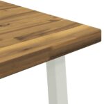 vidaXL 70 x 70 x 75 cm Pevné akáciové drevo Biela Štvorcový – Obrázok 5