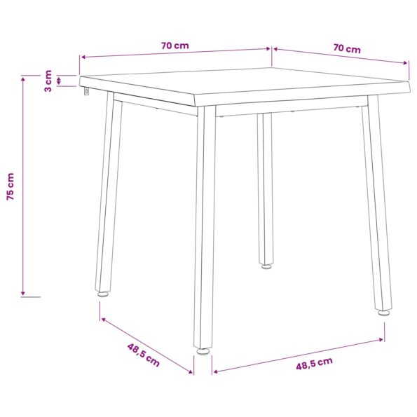 vidaXL 70 x 70 x 75 cm Pevné akáciové drevo Biela Štvorcový – Obrázok 8