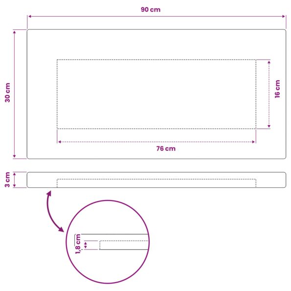 vidaXL Obdĺžnikový stôl 90 x 50 x 3,5 cm Obdĺžnikový Prírodná – Obrázok 9