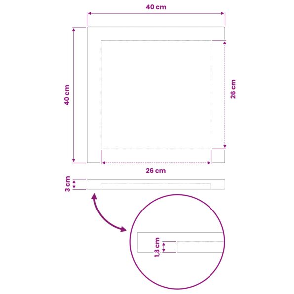 vidaXL Obdĺžnikový stôl 40 x 40 x 3,5 cm Štvorcový Tmavohnedá – Obrázok 8
