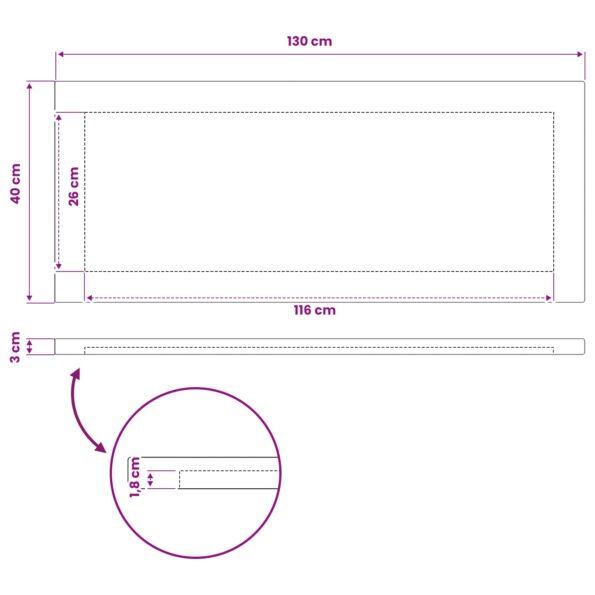 vidaXL Obdĺžnikový stôl 90 x 50 x 3,5 cm Obdĺžnikový Prírodná – Obrázok 8