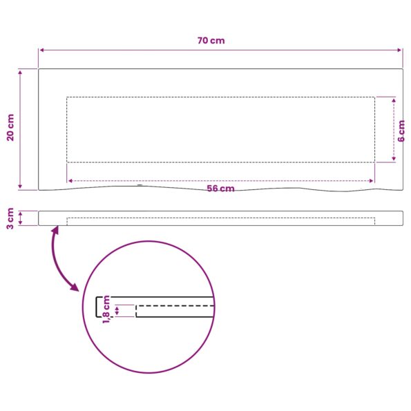 vidaXL Obdĺžnikový stôl 90 x 50 x 3,5 cm Obdĺžnikový Prírodná – Obrázok 9