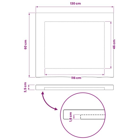 vidaXL Obdĺžnikový stôl 90 x 50 x 3,5 cm Obdĺžnikový Biela – Obrázok 8