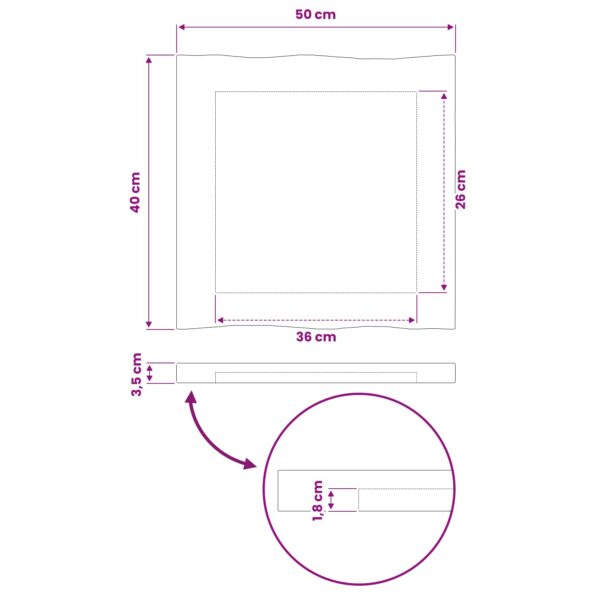 vidaXL Obdĺžnikový stôl 90 x 50 x 3,5 cm Obdĺžnikový Tmavohnedá – Obrázok 9
