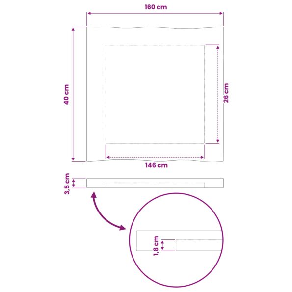 vidaXL Obdĺžnikový stôl 90 x 50 x 3,5 cm Obdĺžnikový Prírodná – Obrázok 9