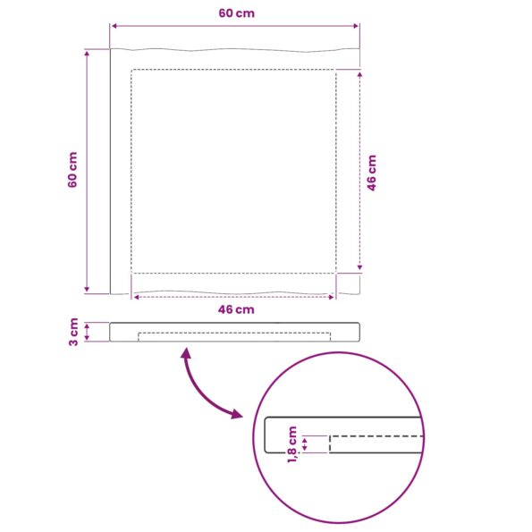 vidaXL Obdĺžnikový stôl 60 x 60 x 3,5 cm Štvorcový Biela – Obrázok 9