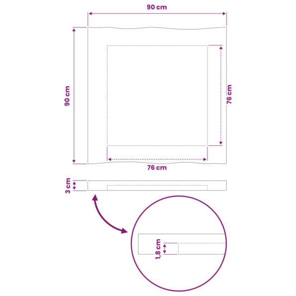 vidaXL Obdĺžnikový stôl 90 x 90 x 3,5 cm Štvorcový Tmavohnedá – Obrázok 8