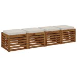 vidaXL 4-dielne sedacie vankúše VUGHT 4 pcs 100% polyester Biela – Obrázok 2