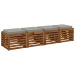 vidaXL 4-dielne sedacie vankúše VUGHT 4 pcs 100% polyester Sivá – Obrázok 3