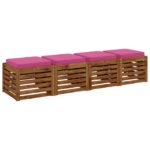 vidaXL 4-dielne sedacie vankúše VUGHT 4 pcs 100% polyester Ružová – Obrázok 3